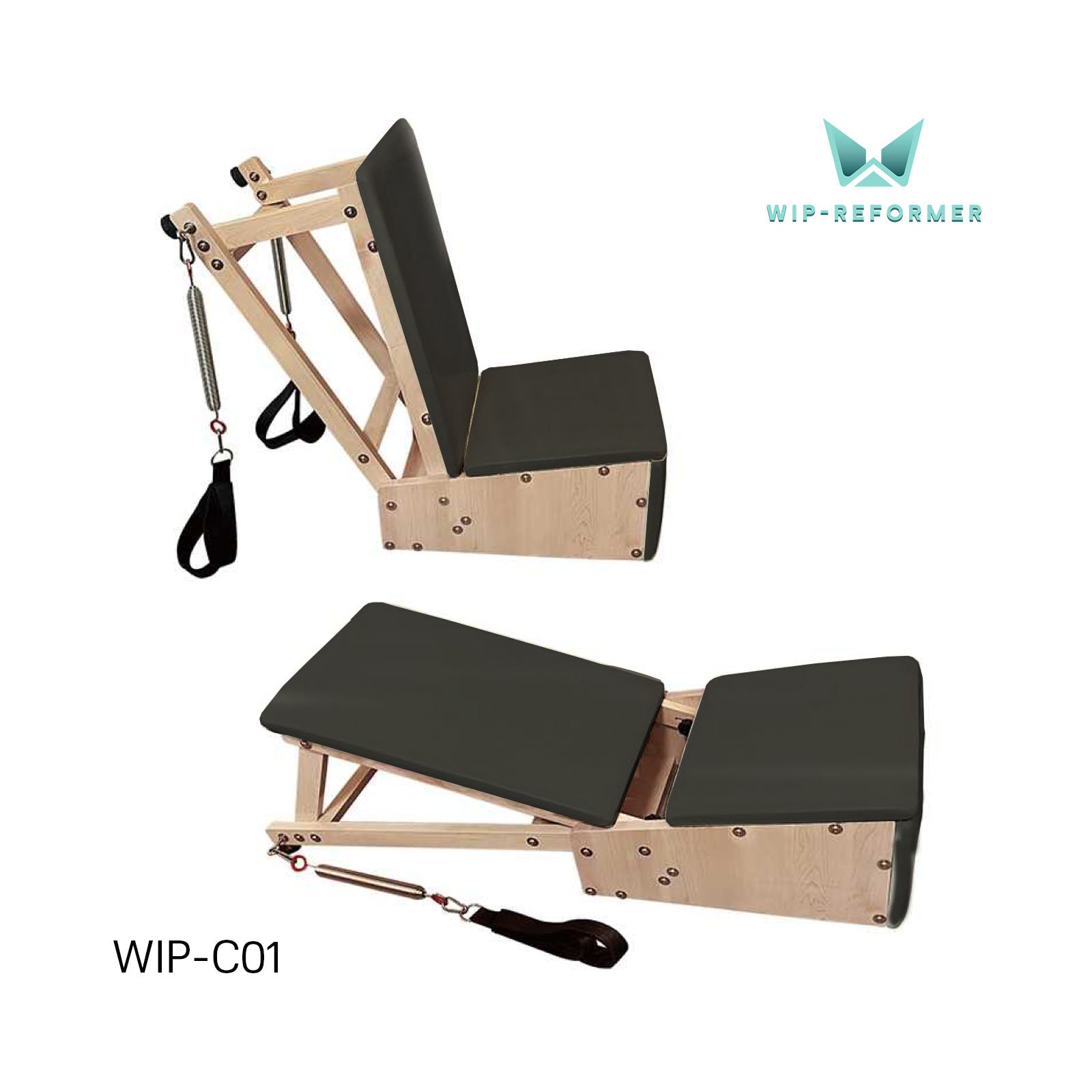 Stretching Chair in Legno di Quercia con Molle di Resistenza