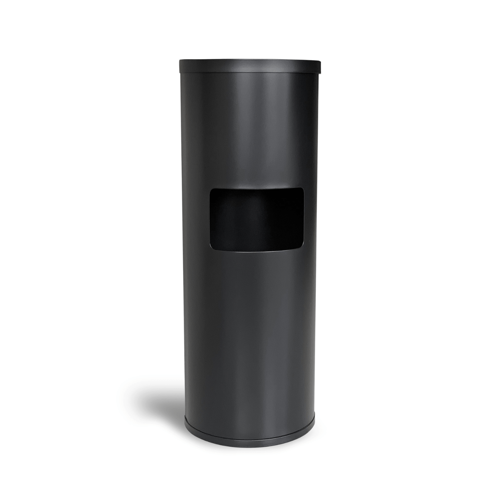 Dispenser di Carta e Cestino All-In-One, Cilindrico, in Acciaio Inox (Nero/Argento), Ambienti Sudorosi