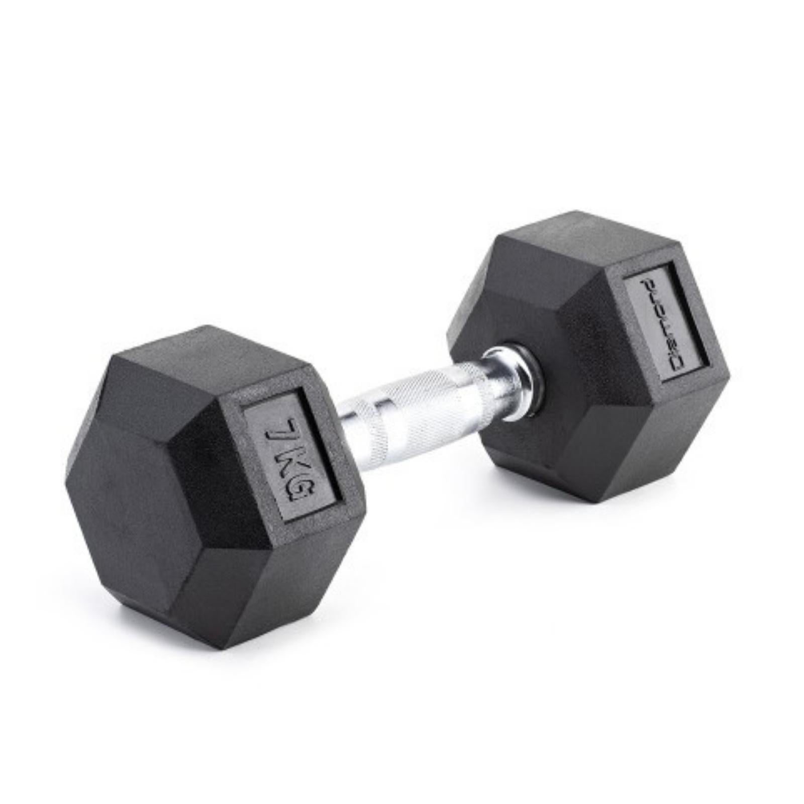 Manubrio Gommato Esagonale 7 kg - Impugnatura Cromata