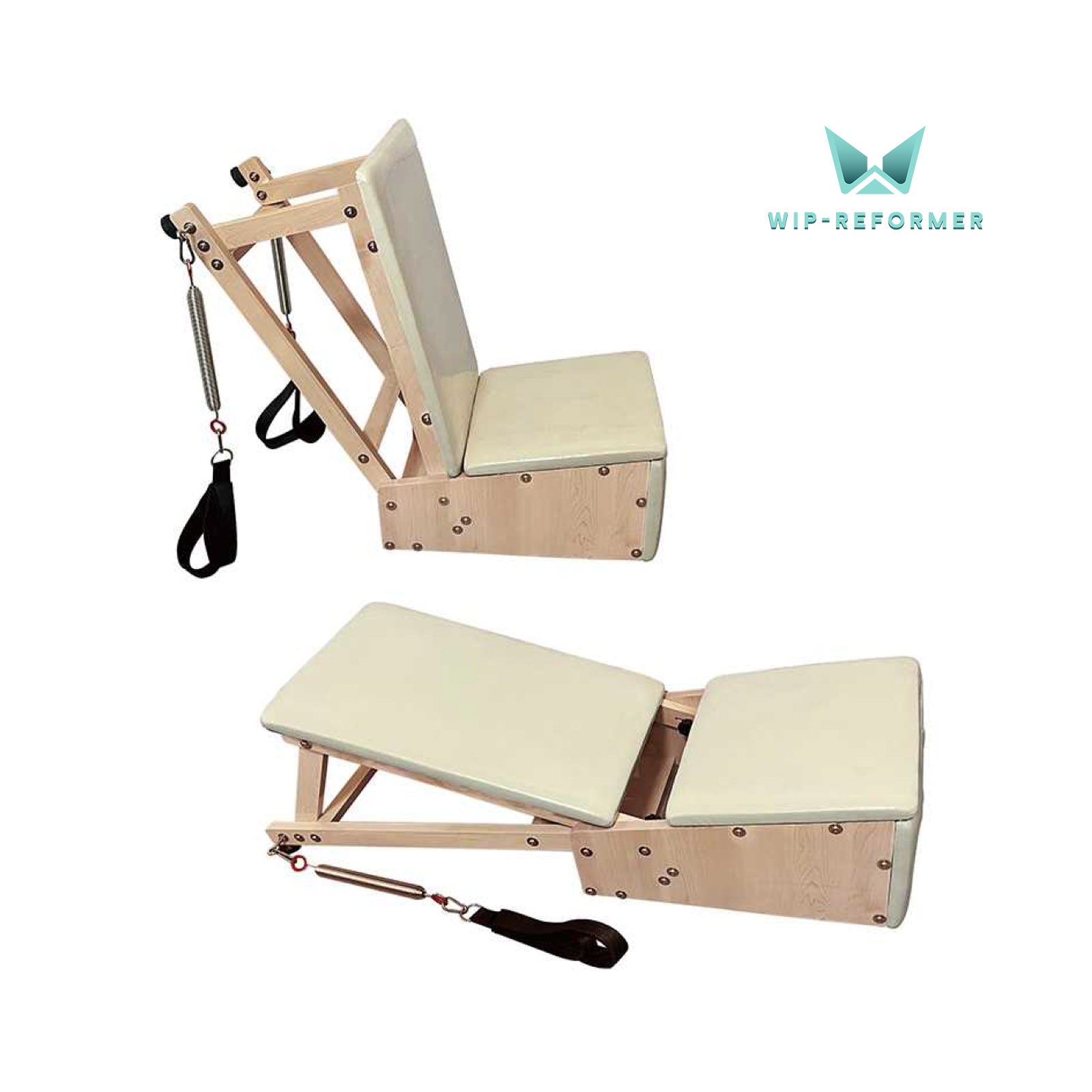 Stretching Chair in Legno di Quercia con Molle di Resistenza